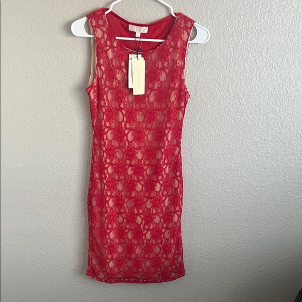 NWT MM Couture Red Lace Mini Dress